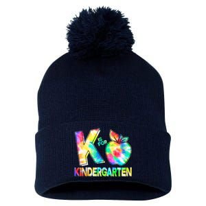 Cute Tie Dye K Is For Kindergarten Pom Pom 12in Knit Beanie