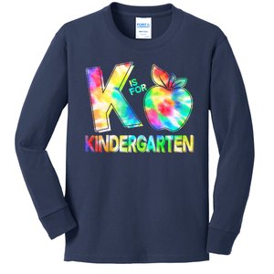 Cute Tie Dye K Is For Kindergarten Kids Long Sleeve Shirt