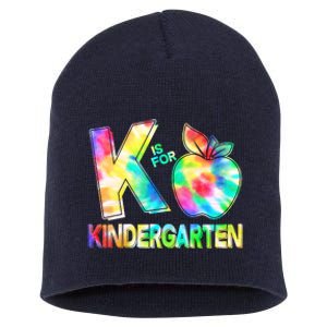 Cute Tie Dye K Is For Kindergarten Short Acrylic Beanie