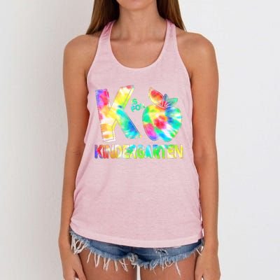 Cute Tie Dye K Is For Kindergarten Women's Knotted Racerback Tank