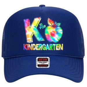 Cute Tie Dye K Is For Kindergarten High Crown Mesh Back Trucker Hat