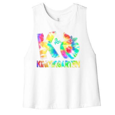 Cute Tie Dye K Is For Kindergarten Women's Racerback Cropped Tank