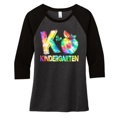 Cute Tie Dye K Is For Kindergarten Women's Tri-Blend 3/4-Sleeve Raglan Shirt