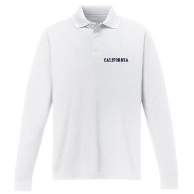 California Throwback Design Classic Performance Long Sleeve Polo