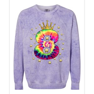 Colorful Tie Dye 8 Year Old 8th Birthday Colorblast Crewneck Sweatshirt