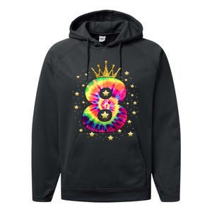 Colorful Tie Dye 8 Year Old 8th Birthday Performance Fleece Hoodie