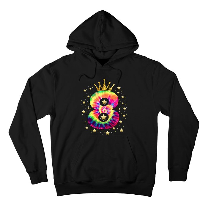 Colorful Tie Dye 8 Year Old 8th Birthday Hoodie