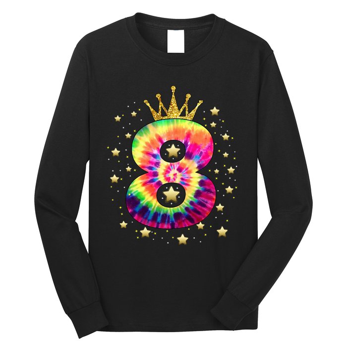 Colorful Tie Dye 8 Year Old 8th Birthday Long Sleeve Shirt