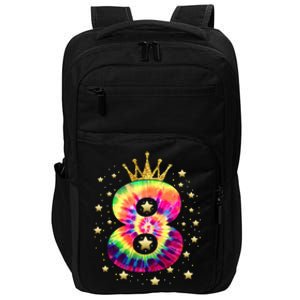 Colorful Tie Dye 8 Year Old 8th Birthday Impact Tech Backpack