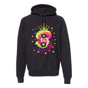 Colorful Tie Dye 8 Year Old 8th Birthday Premium Hoodie