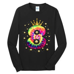 Colorful Tie Dye 8 Year Old 8th Birthday Tall Long Sleeve T-Shirt