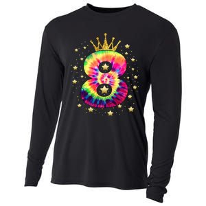 Colorful Tie Dye 8 Year Old 8th Birthday Cooling Performance Long Sleeve Crew