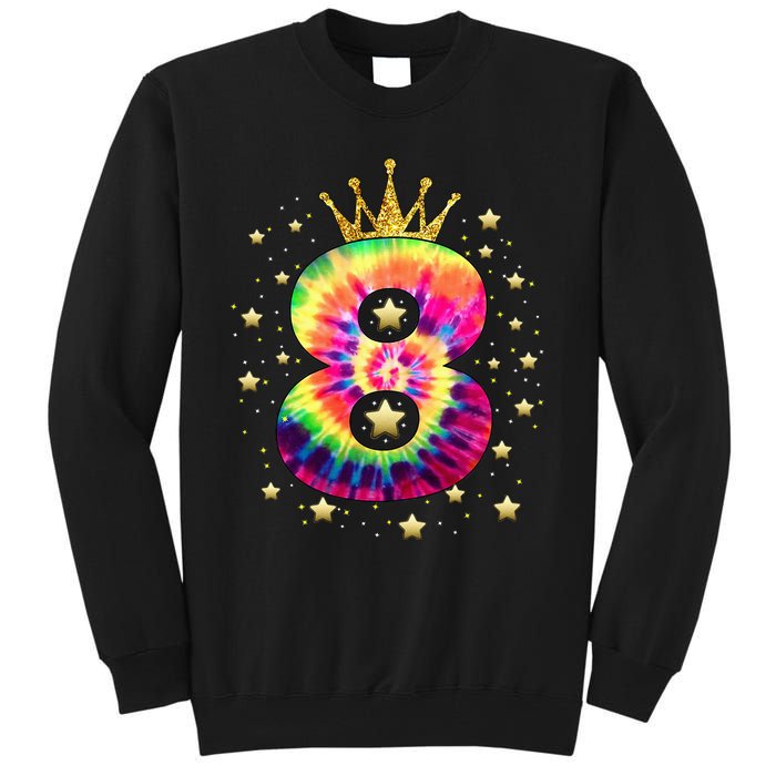 Colorful Tie Dye 8 Year Old 8th Birthday Tall Sweatshirt