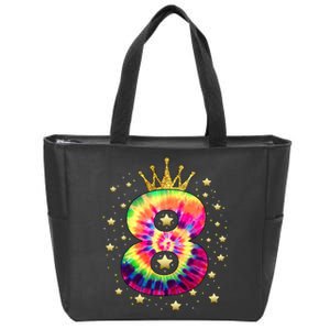 Colorful Tie Dye 8 Year Old 8th Birthday Zip Tote Bag