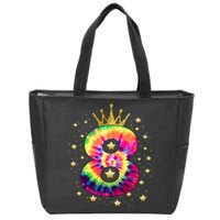 Colorful Tie Dye 8 Year Old 8th Birthday Zip Tote Bag