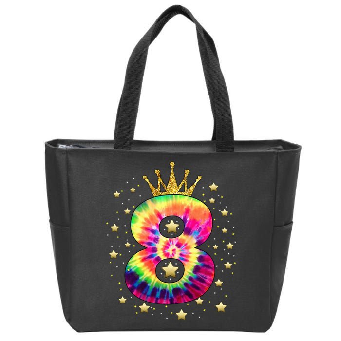 Colorful Tie Dye 8 Year Old 8th Birthday Zip Tote Bag