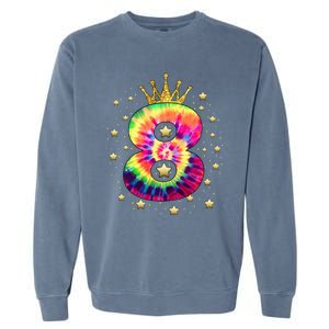 Colorful Tie Dye 8 Year Old 8th Birthday Garment-Dyed Sweatshirt