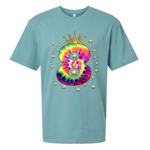 Colorful Tie Dye 8 Year Old 8th Birthday Sueded Cloud Jersey T-Shirt