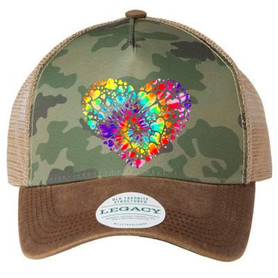 Colorful Tye Dye Die Tie Heart Valentine's Day Legacy Tie Dye Trucker Hat