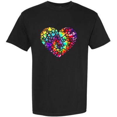 Colorful Tye Dye Die Tie Heart Valentine's Day Garment-Dyed Heavyweight T-Shirt