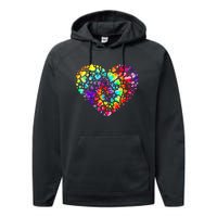 Colorful Tye Dye Die Tie Heart Valentine's Day Performance Fleece Hoodie