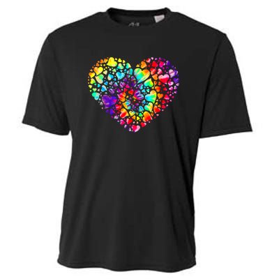 Colorful Tye Dye Die Tie Heart Valentine's Day Cooling Performance Crew T-Shirt