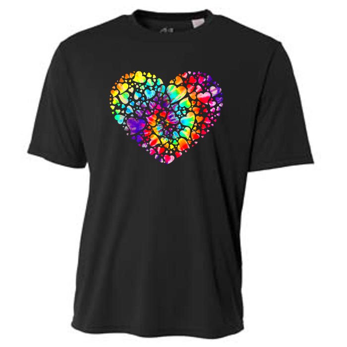 Colorful Tye Dye Die Tie Heart Valentine's Day Cooling Performance Crew T-Shirt