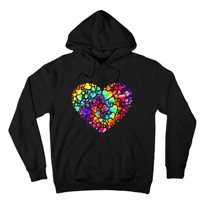 Colorful Tye Dye Die Tie Heart Valentine's Day Hoodie