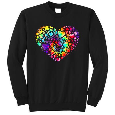 Colorful Tye Dye Die Tie Heart Valentine's Day Sweatshirt