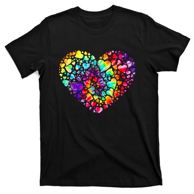 Colorful Tye Dye Die Tie Heart Valentine's Day T-Shirt