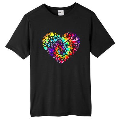 Colorful Tye Dye Die Tie Heart Valentine's Day Tall Fusion ChromaSoft Performance T-Shirt