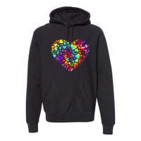 Colorful Tye Dye Die Tie Heart Valentine's Day Premium Hoodie