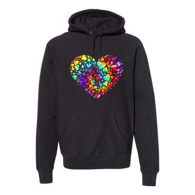 Colorful Tye Dye Die Tie Heart Valentine's Day Premium Hoodie