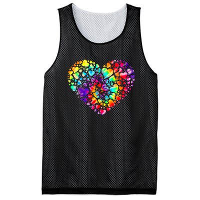 Colorful Tye Dye Die Tie Heart Valentine's Day Mesh Reversible Basketball Jersey Tank