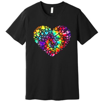 Colorful Tye Dye Die Tie Heart Valentine's Day Premium T-Shirt