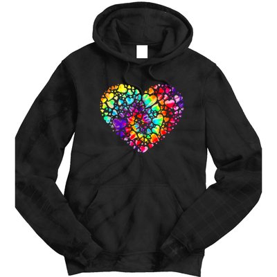 Colorful Tye Dye Die Tie Heart Valentine's Day Tie Dye Hoodie