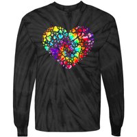 Colorful Tye Dye Die Tie Heart Valentine's Day Tie-Dye Long Sleeve Shirt