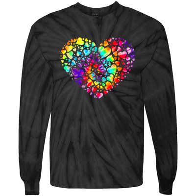 Colorful Tye Dye Die Tie Heart Valentine's Day Tie-Dye Long Sleeve Shirt