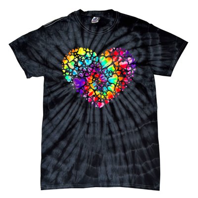 Colorful Tye Dye Die Tie Heart Valentine's Day Tie-Dye T-Shirt