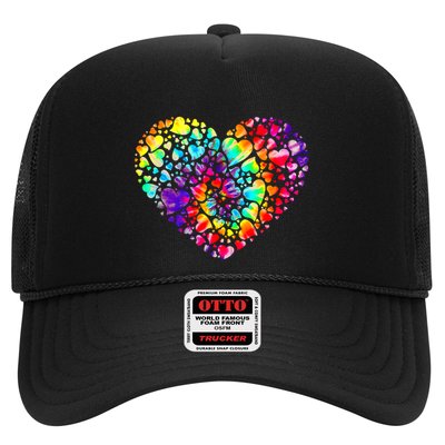 Colorful Tye Dye Die Tie Heart Valentine's Day Trucker Hat