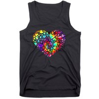 Colorful Tye Dye Die Tie Heart Valentine's Day Tank Top