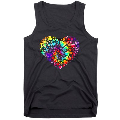 Colorful Tye Dye Die Tie Heart Valentine's Day Tank Top