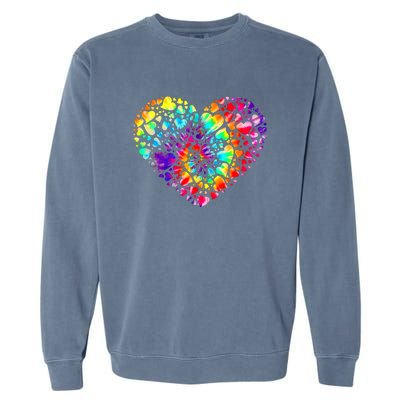 Colorful Tye Dye Die Tie Heart Valentine's Day Garment-Dyed Sweatshirt