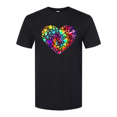 Colorful Tye Dye Die Tie Heart Valentine's Day Softstyle CVC T-Shirt