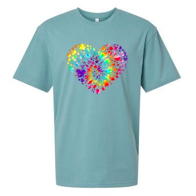 Colorful Tye Dye Die Tie Heart Valentine's Day Sueded Cloud Jersey T-Shirt