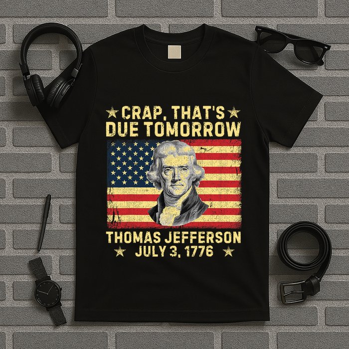 Crap ThatS Due Tomorrow Thomas Jefferson Quote July 3 1776 T-Shirt