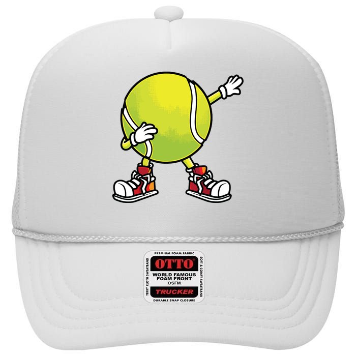 Cute Tennis Design For Tennis Player Racket Sport High Crown Mesh Back Trucker Hat