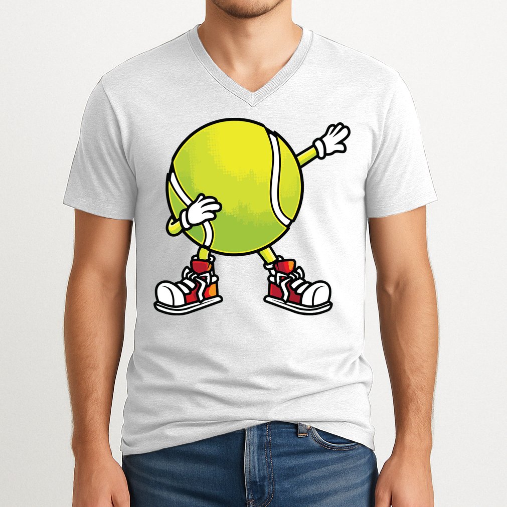 Cute Tennis Design For Tennis Player Racket Sport V-Neck T-Shirt