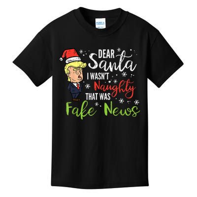 Christmas Trump Dear Santa Fake News Funny Xmas Kids T-Shirt