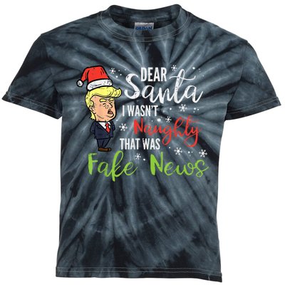 Christmas Trump Dear Santa Fake News Funny Xmas Kids Tie-Dye T-Shirt